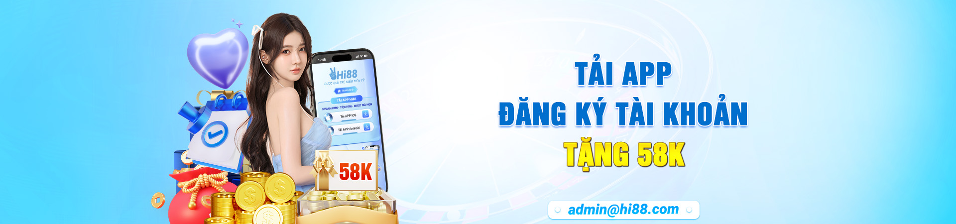 Tải app Hi88 đăng ký tài khoản tặng 58k